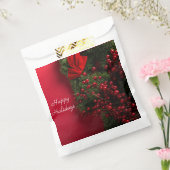 kerst met rode bessen bedankzakje (Gezegeld)