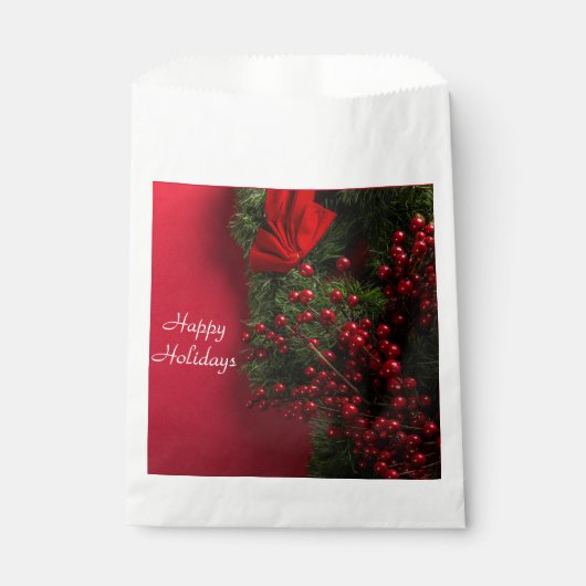 kerst met rode bessen bedankzakje (Voorkant)