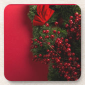 kerst met rode bessen bier onderzetter (Voorkant)