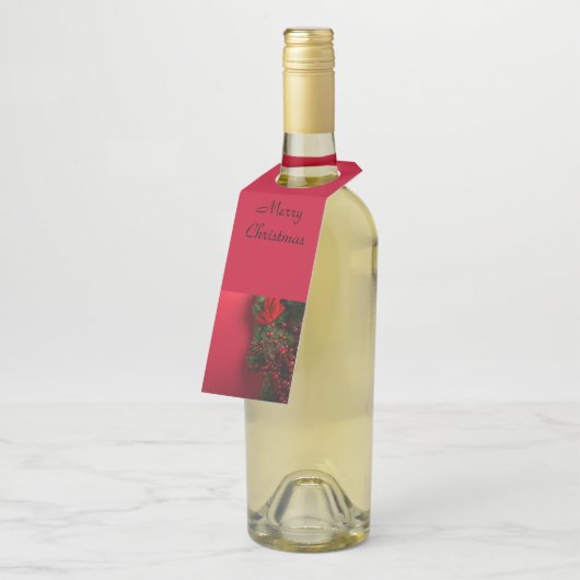 kerst met rode bessen flessenhanger (Schuin)