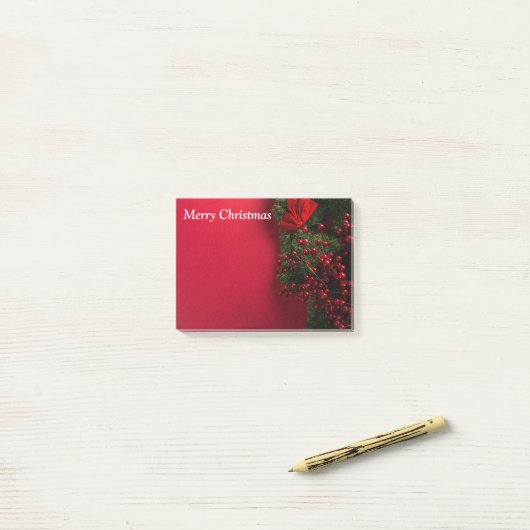 kerst met rode bessen post-it® notes (Op bureau)