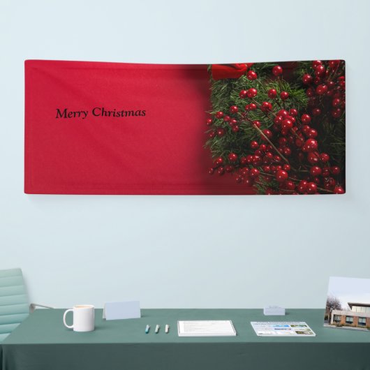 kerst met rode bessen spandoek (Beurs)