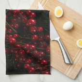 kerst met rode bessen theedoek (Quarter Fold)