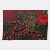 kerst met rode bessen theedoek (Horizontaal)