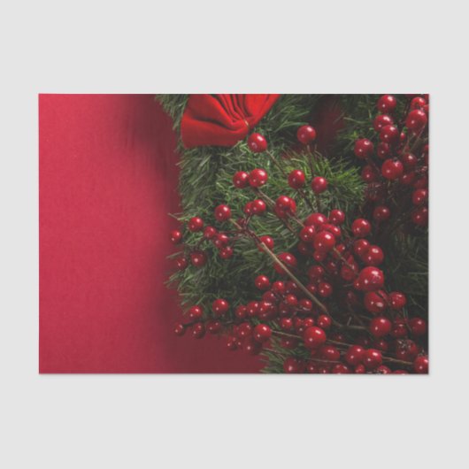 kerst met rode bessen tissuepapier (Voorkant)