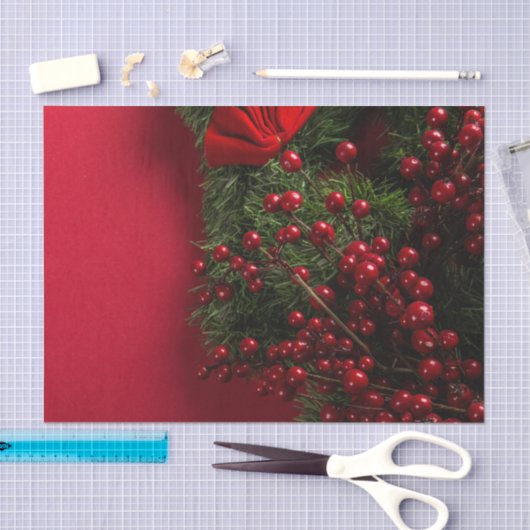 kerst met rode bessen tissuepapier (Craft)