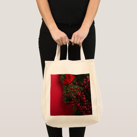 kerst met rode bessen tote bag (Voorkant (product))