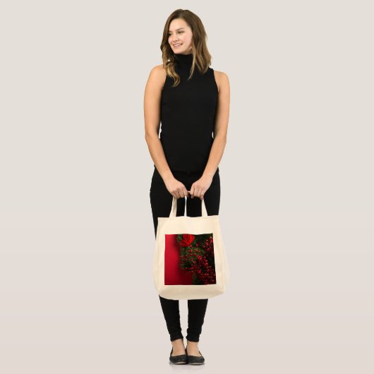 kerst met rode bessen tote bag (Voorkant (model))