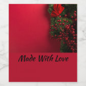 kerst met rode bessen wijn etiket (Enkel label)