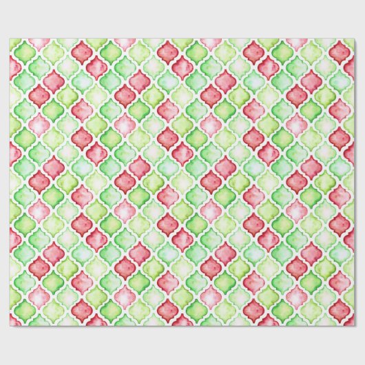 Kerst met rode en groene Waterverf Cadeaupapier (Vlak)