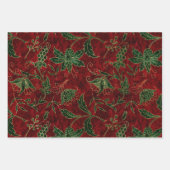  kerst met rode, groene en gouden feestdag inpakpapier vel (Voorkant 3)