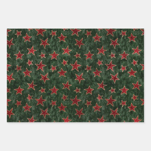 kerst met rode, groene en gouden feestdag inpakpapier vel (Voorkant)