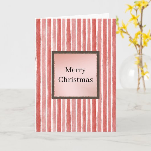 Kerst met rode strepen kaart (Gele Bloem)