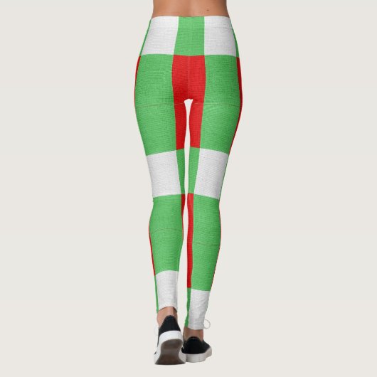 Kerst met rood, groen en wit blok leggings (Achterkant)