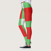 Kerst met rood, groen en wit blok leggings (Links)