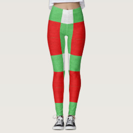 Kerst met rood, groen en wit blok leggings