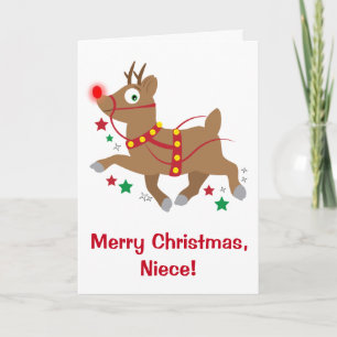 Kerst met rood-neus rendier feestdagen kaart