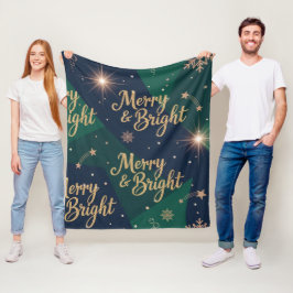 Kerst met roze gouden glitters Kerstvakantie Fleece Deken