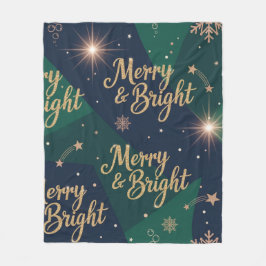 Kerst met roze gouden glitters Kerstvakantie Fleece Deken