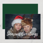 Kerst met script | Groen met foto Feestdagenkaart (Voorkant / Achterkant)