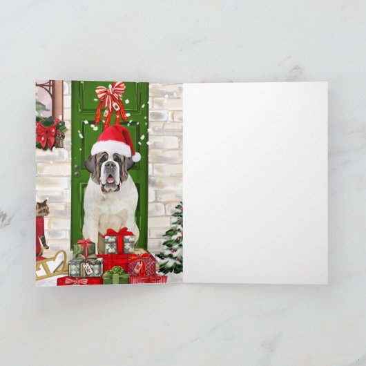 Kerst met Sint-Bernhardshond Kaart (Binnen)
