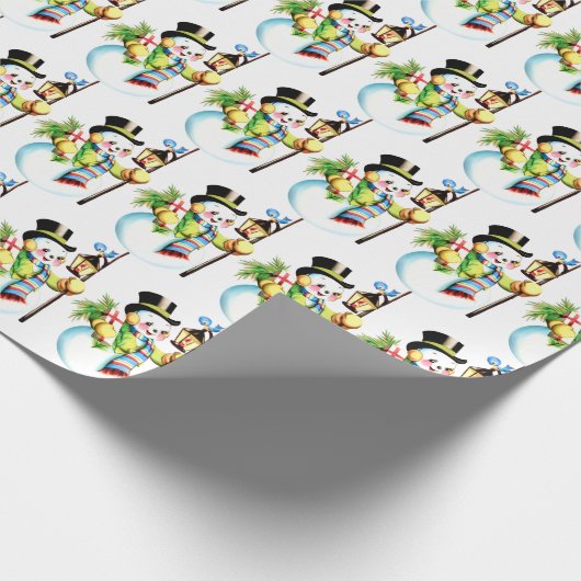 kerst met sneeuwpopje cadeaupapier (Hoek)