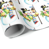 kerst met sneeuwpopje cadeaupapier (Rol Hoek)