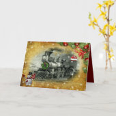  kerst met stoomtrain, de Snowman Kaart (Gele Bloem)