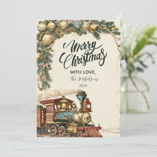 kerst met stuurcabine feestdagenkaart (Staand voorkant)