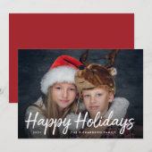 Kerst met tekst | Rood met foto kerstkaart (Voorkant / Achterkant)