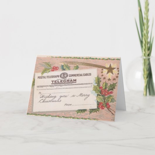  kerst met telegram feestdagen kaart (Voorkant)