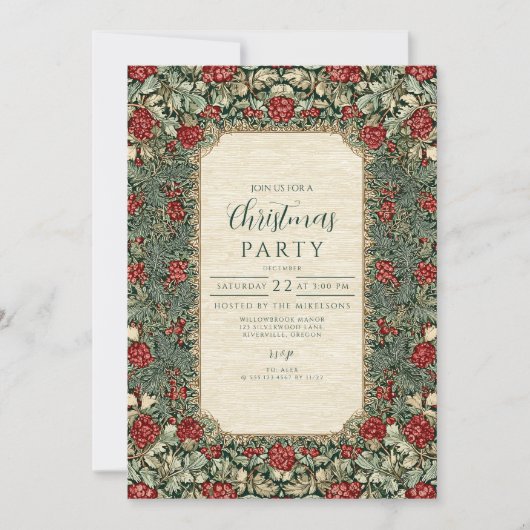 Kerst met Vintage Botanische Bladeren Kaart (Voorkant)