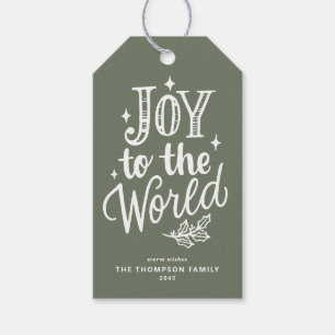 Kerst met vreugde voor de wereld Lettering Taupe G Cadeaulabel