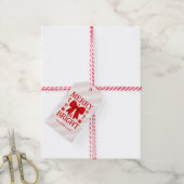 Kerst met vrolijke en heldere rode geruite strik cadeaulabel (Met Touw)