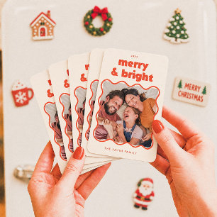 Kerst met vrolijke golvende lijst magneet