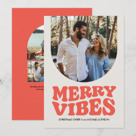 Kerst met vrolijke vibes retro foto feestdagenkaart