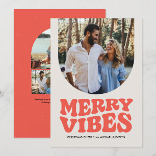 Kerst met vrolijke vibes retro foto feestdagenkaart