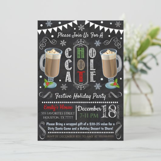 Kerst met warme chocolade kaart (Staand voorkant)