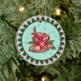 Kerst met warme chocolade keramisch ornament