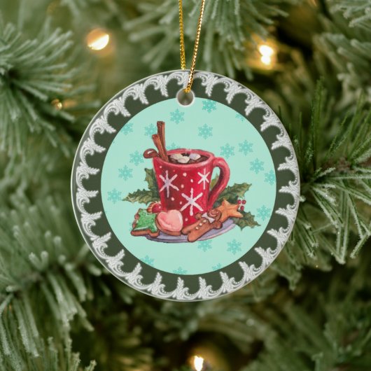 Kerst met warme chocolade keramisch ornament (Boom)