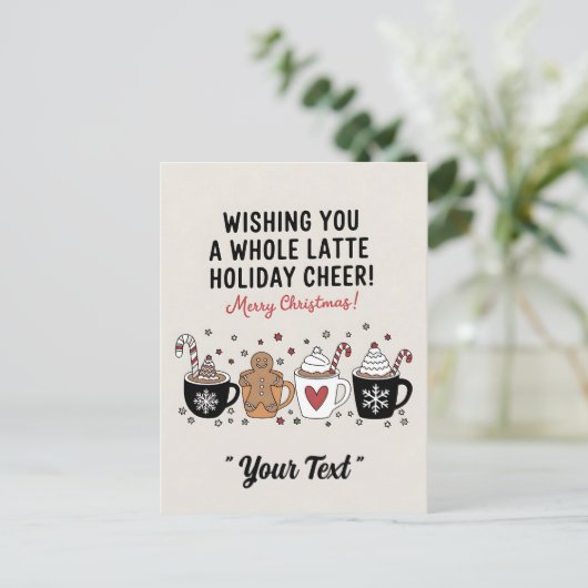 Kerst met wensen voor u een hele latte koffie plez briefkaart (Staand voorkant)