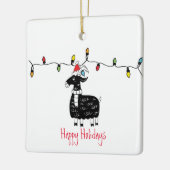 Kerst met witte kerstwijn keramisch ornament (Links)