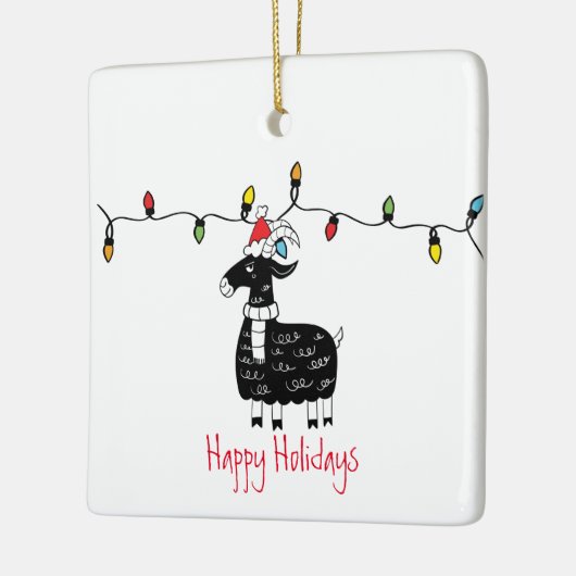 Kerst met witte kerstwijn keramisch ornament (Links)