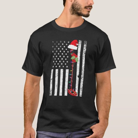 Kerst Metalen Detector Amerikaanse vlag Schat Hu T-shirt (Voorkant)