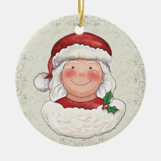 Kerst mevrouw Santa Claus - SRF Keramisch Ornament (Voorkant)