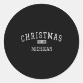Kerst Michigan Mi Ronde Sticker (Voorkant)