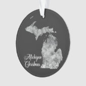 Kerst Michigan State Kaart Sneeuwvlokken Ornament (voorkant)