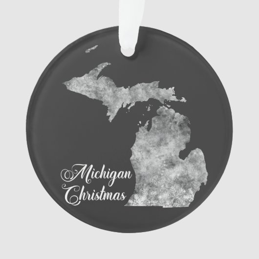 Kerst Michigan State Kaart Sneeuwvlokken Ornament (voorkant)