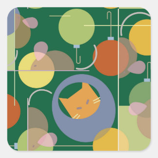 Kerst Mid-Mod Kat Sticker
