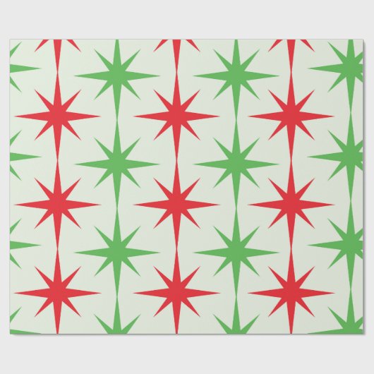 Kerst Midden-Eeuw Rode Groene Atoomuitbarstingen Cadeaupapier (Vlak)